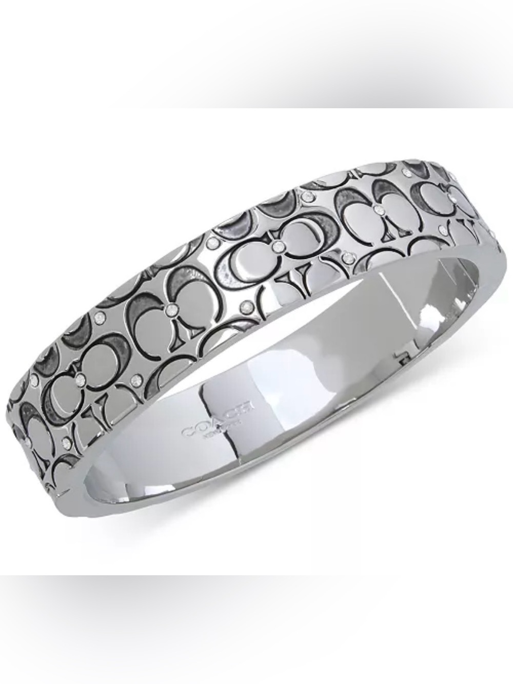 NEW Coach Silver gunmetal quilted bangle bracelet